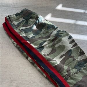 MOTHER Camouflage and Red Ankle Pants